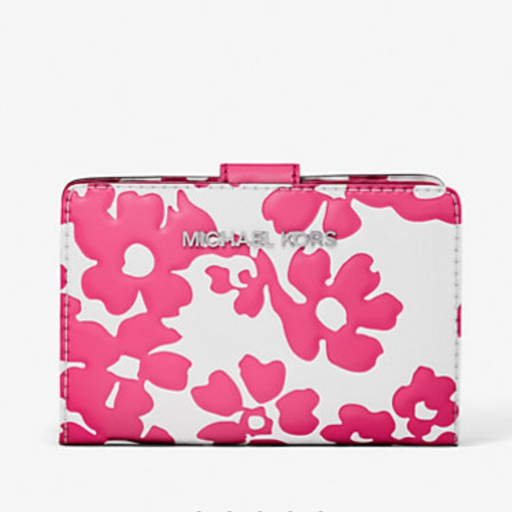 Michael Kors Jet Set Medium Floral Print Bi-Fold Wallet
Dragonfruit
NWT
Pink